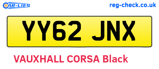 YY62JNX are the vehicle registration plates.