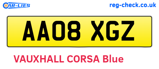 AA08XGZ are the vehicle registration plates.