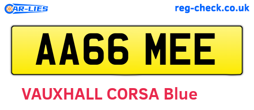 AA66MEE are the vehicle registration plates.