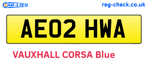 AE02HWA are the vehicle registration plates.