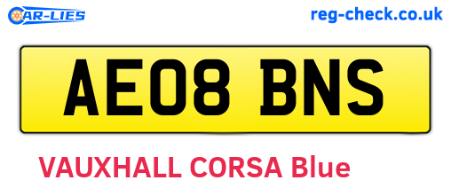 AE08BNS are the vehicle registration plates.