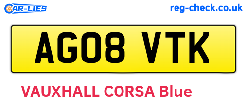 AG08VTK are the vehicle registration plates.