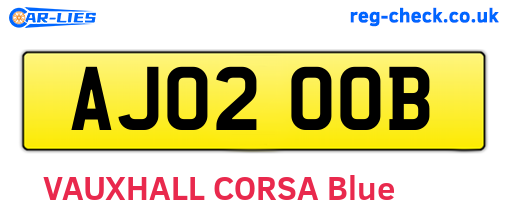 AJ02OOB are the vehicle registration plates.