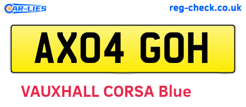AX04GOH are the vehicle registration plates.