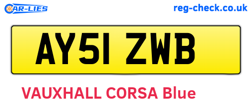 AY51ZWB are the vehicle registration plates.