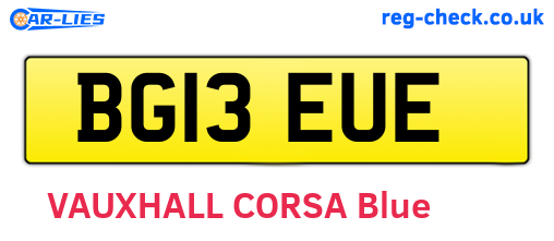 BG13EUE are the vehicle registration plates.