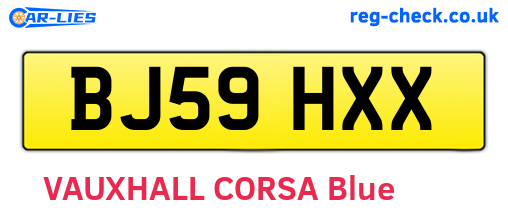 BJ59HXX are the vehicle registration plates.