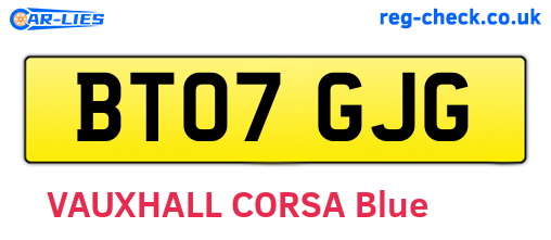 BT07GJG are the vehicle registration plates.