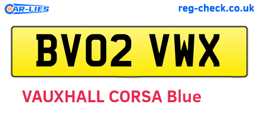 BV02VWX are the vehicle registration plates.