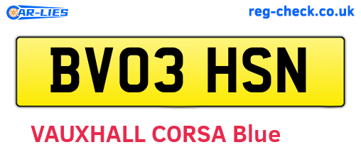 BV03HSN are the vehicle registration plates.