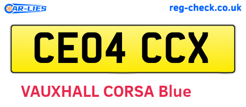 CE04CCX are the vehicle registration plates.