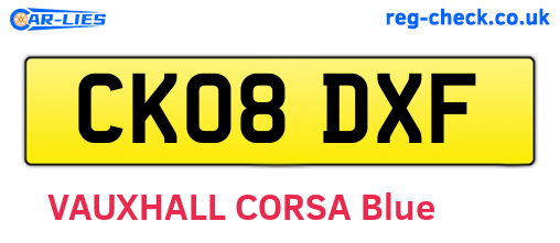 CK08DXF are the vehicle registration plates.