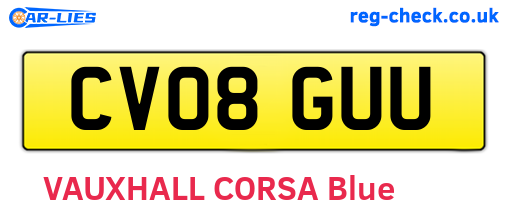 CV08GUU are the vehicle registration plates.