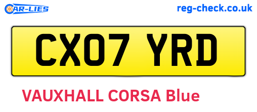 CX07YRD are the vehicle registration plates.