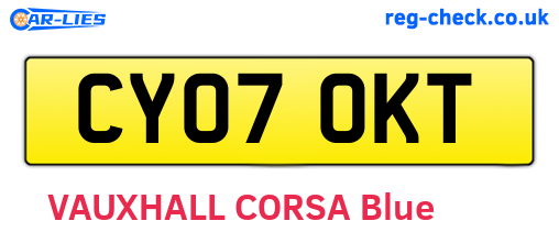 CY07OKT are the vehicle registration plates.