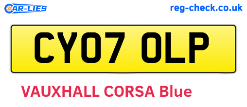 CY07OLP are the vehicle registration plates.