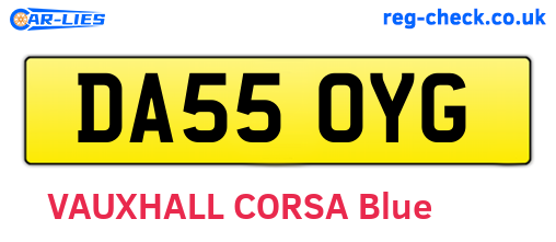 DA55OYG are the vehicle registration plates.