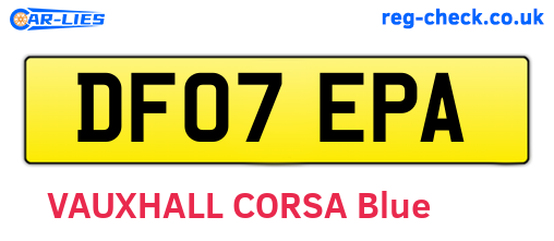DF07EPA are the vehicle registration plates.
