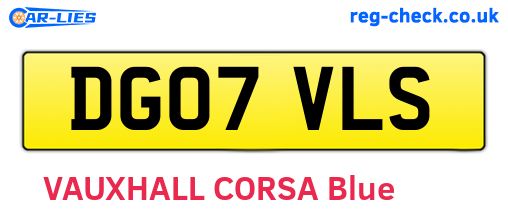 DG07VLS are the vehicle registration plates.
