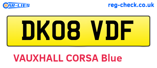 DK08VDF are the vehicle registration plates.