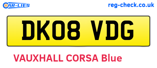 DK08VDG are the vehicle registration plates.