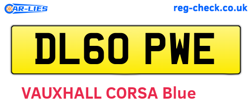 DL60PWE are the vehicle registration plates.