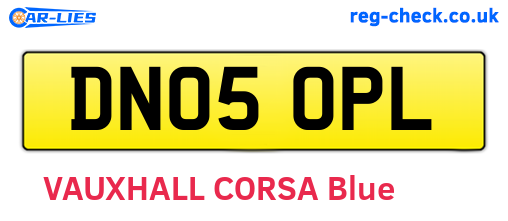 DN05OPL are the vehicle registration plates.
