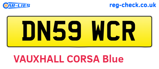 DN59WCR are the vehicle registration plates.