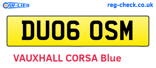DU06OSM are the vehicle registration plates.