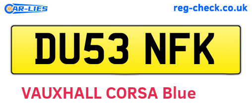 DU53NFK are the vehicle registration plates.