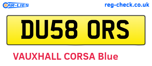 DU58ORS are the vehicle registration plates.