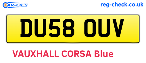 DU58OUV are the vehicle registration plates.