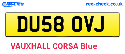 DU58OVJ are the vehicle registration plates.