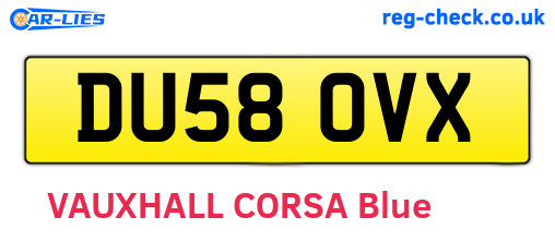 DU58OVX are the vehicle registration plates.