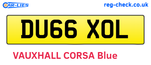 DU66XOL are the vehicle registration plates.