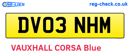 DV03NHM are the vehicle registration plates.