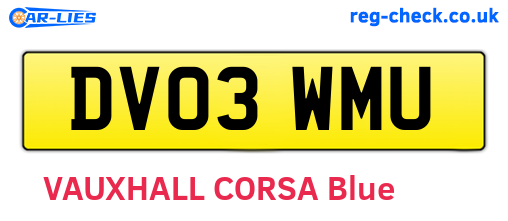 DV03WMU are the vehicle registration plates.