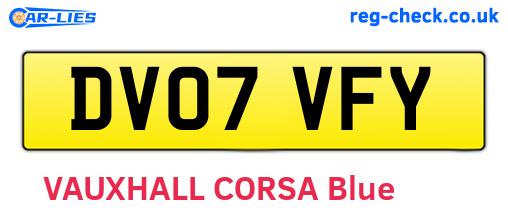 DV07VFY are the vehicle registration plates.
