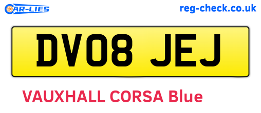 DV08JEJ are the vehicle registration plates.