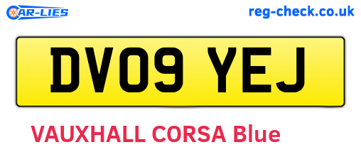 DV09YEJ are the vehicle registration plates.