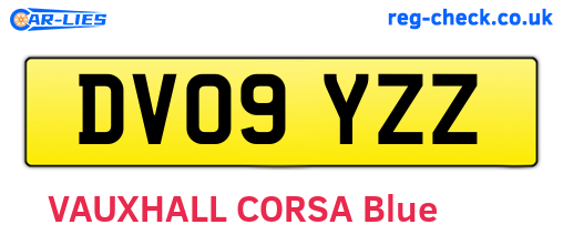 DV09YZZ are the vehicle registration plates.