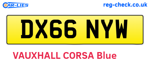 DX66NYW are the vehicle registration plates.