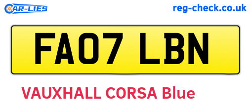 FA07LBN are the vehicle registration plates.