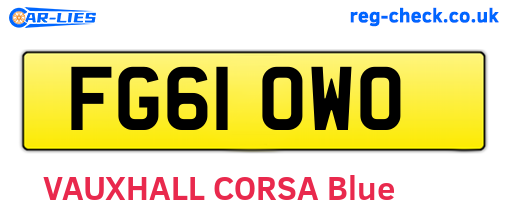 FG61OWO are the vehicle registration plates.