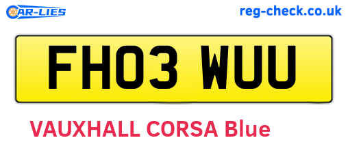 FH03WUU are the vehicle registration plates.