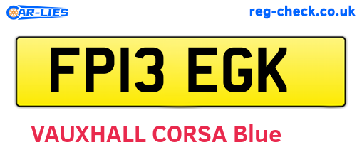 FP13EGK are the vehicle registration plates.