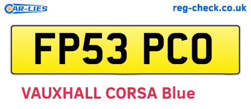 FP53PCO are the vehicle registration plates.