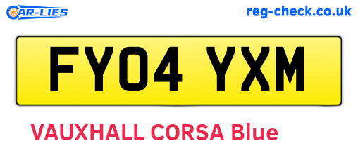 FY04YXM are the vehicle registration plates.