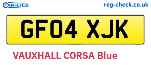 GF04XJK are the vehicle registration plates.