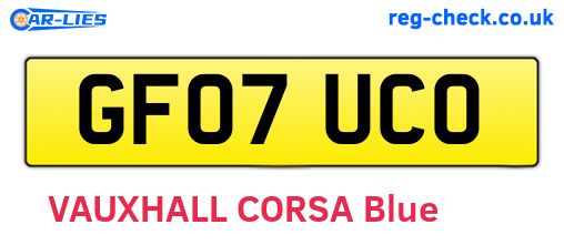 GF07UCO are the vehicle registration plates.